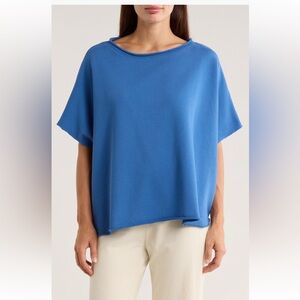 Frank‎ & Eileen Capelet Sweatshirt Shirt Blue One Size NEW